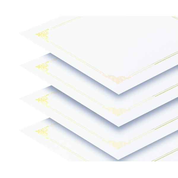 White Certificate Holders, Diploma Holders, Document Covers With Gold Foil Border, 25PK